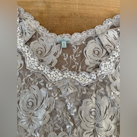 NWOT Women’s Charolette Russe Y2K Inspired Floral Lace Sheer Cottagecore Top - Picture 4 of 9